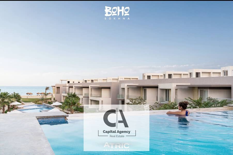 With a 35% cash discount 3 Bedroom  chalet for sale in Boho El Sokhna - Ready To Move  with full finishing - or pay 10% and receive 0