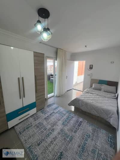 First-floor studio apartment, fully furnished with hotel-style furniture for rent in Jade Compound in the First Settlement