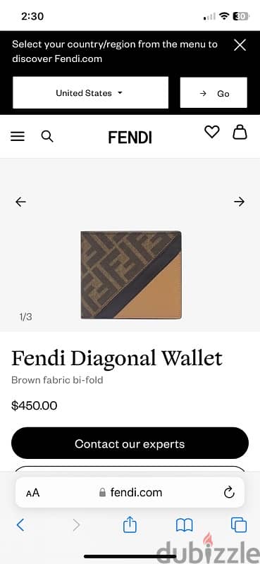 original Fendi Diagonal Wallet