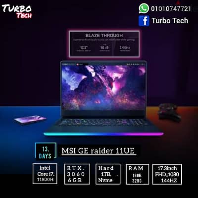 MSI/raider i7 11800h/RTX 3060 6gb/16gb /144hz