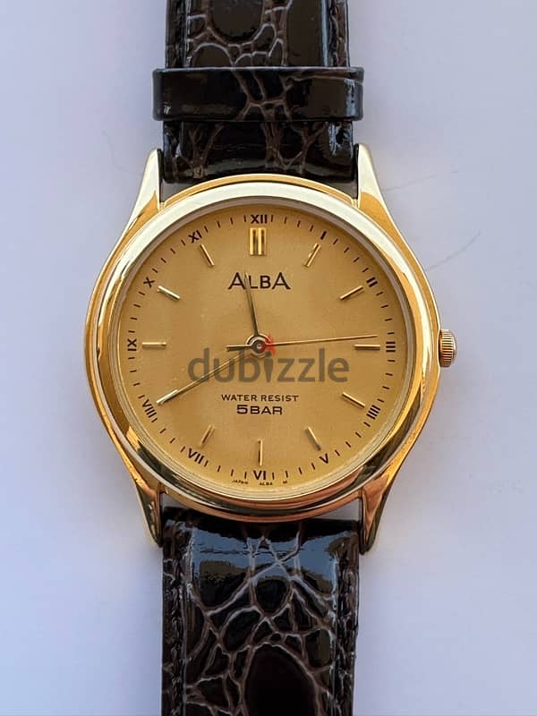 Alba watch dark brown leather strap 1