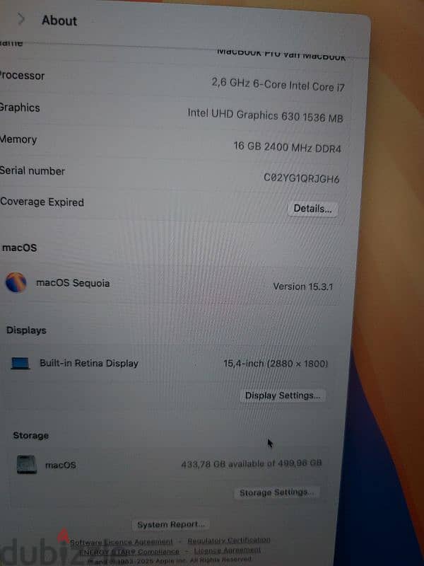 Macbook Pro late 2018 - i7 Touchbar SSD 500GB - RAM 16GB 4