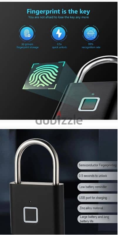 قفل بصمه   fingerprint padlock 3