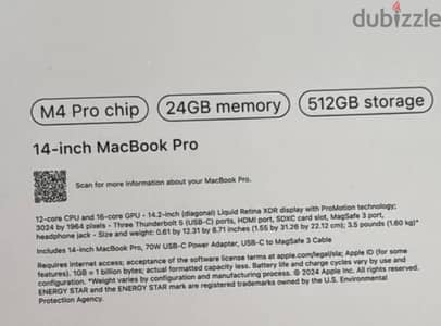 MacBook pro M4 pro /24 ram /512ssd 14inch with its accessories