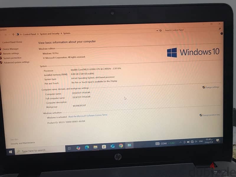 لابتوب hp  core i5  8 رام 2