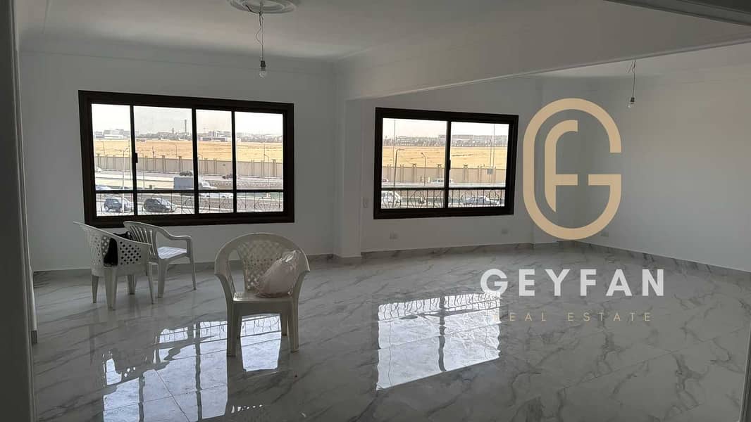 An apartment of 200 sqm in Nozha, on the second floor.   The floor has only one apartment.   Located in Al-Tayareen Square.     - 3 bedrooms   - 2 bat 0