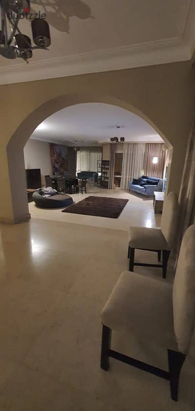 Furnished villa 7 rooms view pool for rent in Compound El Patio 1 Fifth Settlement