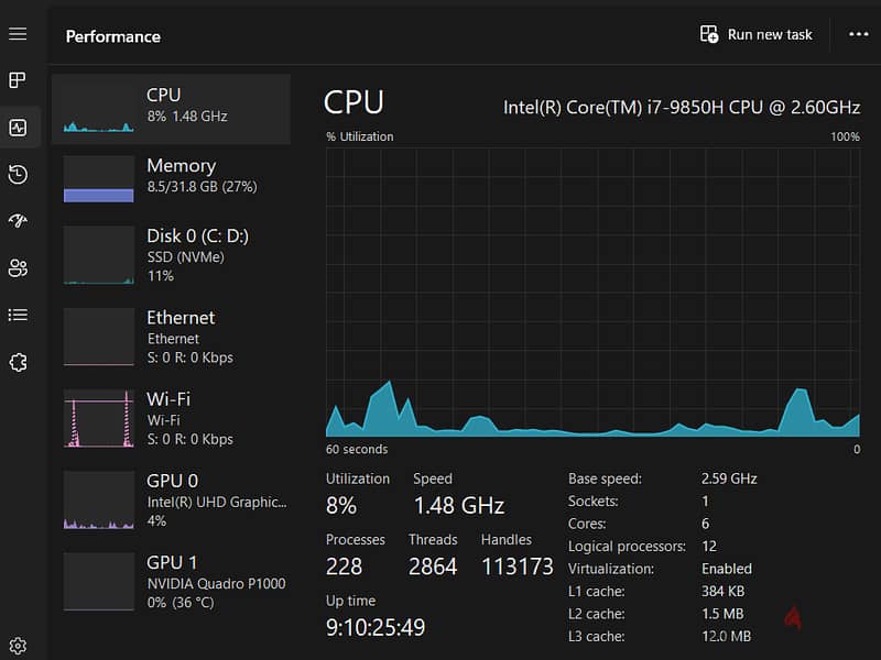 Hp Zbook G5 / i7-9850H / Nvidia P1000 4GB 3