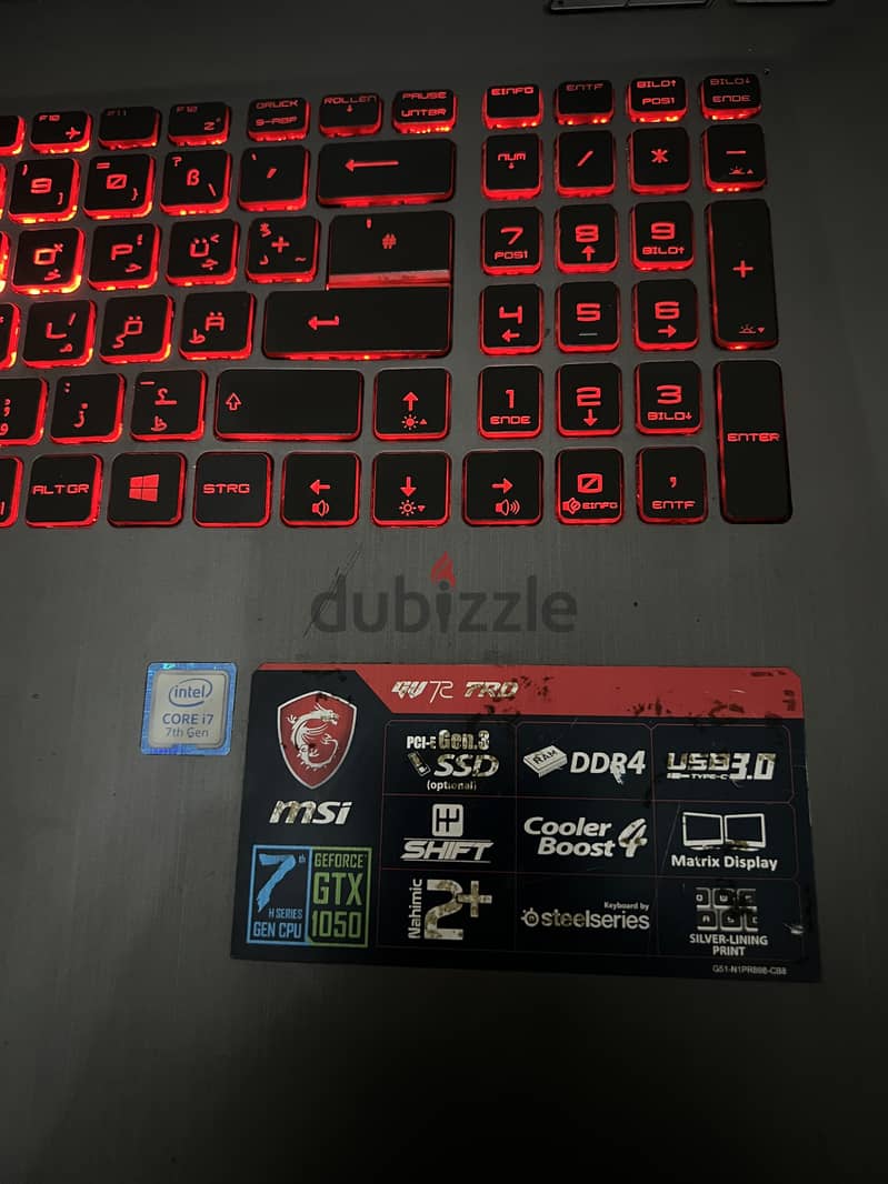 للبيع msi جيمينج لابتوب حالته ممتازه 10