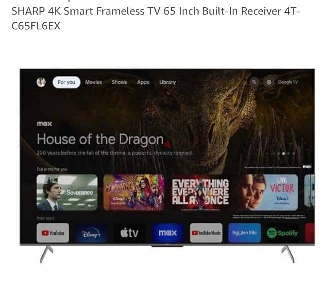 SHARP 4K Smart Frameless TV 65 0