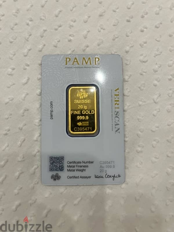 سبيكة مغلفة ذهب سويسرى Swiss Pamp ٢٠ جرام عيار ٢٤ 1