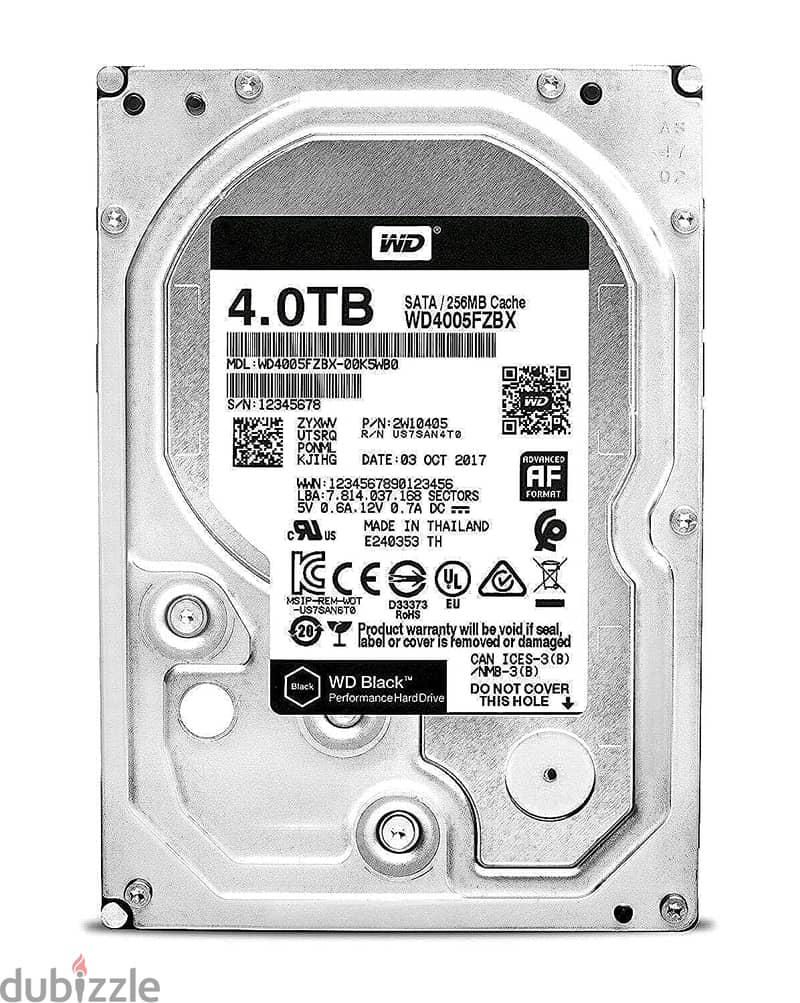 Western Digital (WD) Black WD4004FZWX 4TB 128MB Cache SATA 6.0Gb/s HDD 0