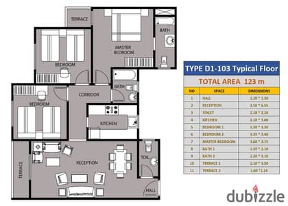 Apartment for sale 123 square meters in Al Nawadi Street