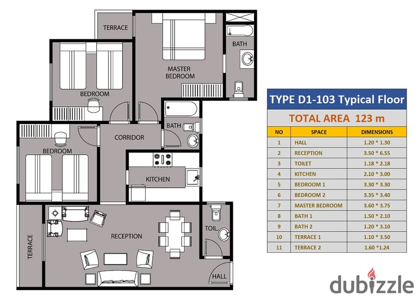 Apartment for sale 123 square meters in Al Nawadi Street 0