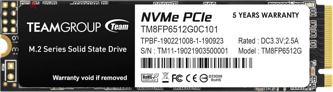 TEAMGROUP MP33 512GB 3D NAND NVMe PCIe M. 2 SSD - TM8FP6512G0C101