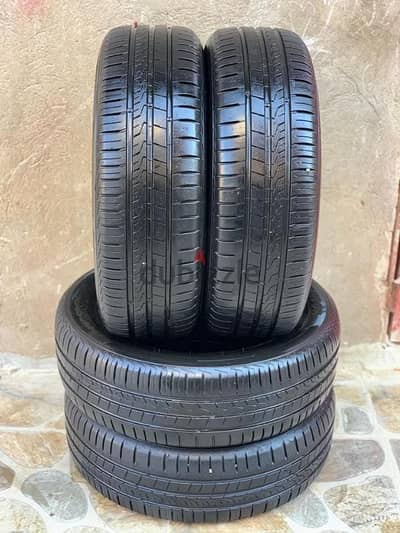 عدد ٤ إطارات هانكوك مقاس 195/70R14