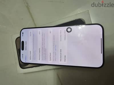 iphone 15 pro max 256 خطين فعلي بطاريه ٩٠ بالعلبه بس