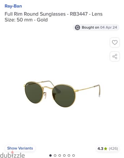 Ray Ban Round Sunglasses - Original