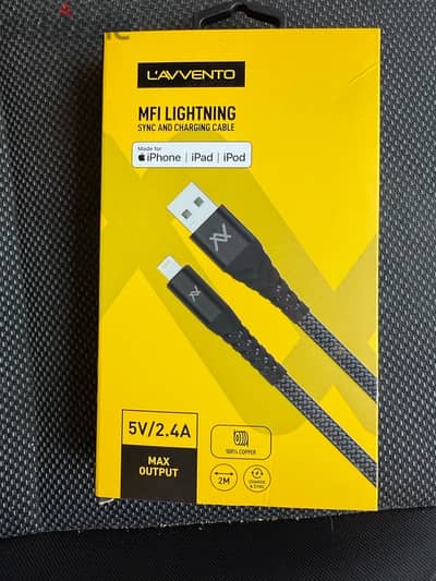 لافينتو كابل USB-A to Lightening طوله 2 متر - MFI معتمد من Apple