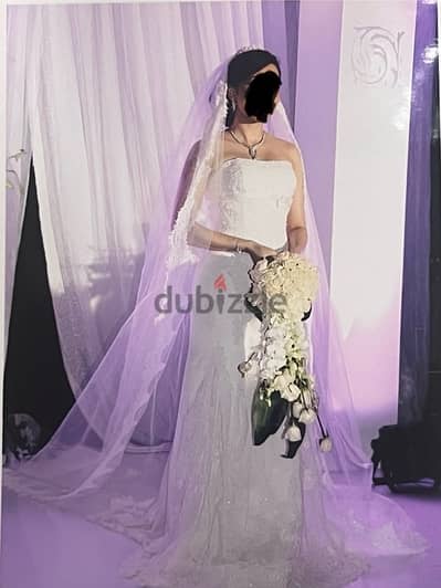 فستان فرح فخم إيطالي مع الطرحةMermaid wedding dress