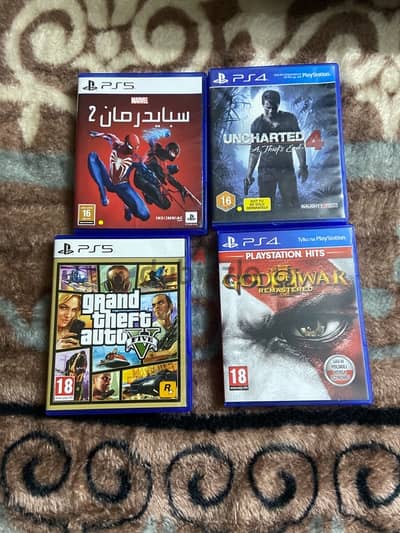 Spiderman2 / gta ps5 / god of war 3 ps4 / uncharted 4 ps4