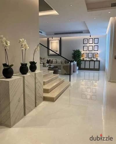 Ground floor villa for sale with a down payment of 1,500,000 with a private swimming pool in New Cairo, in a prime location, residential and minutes f