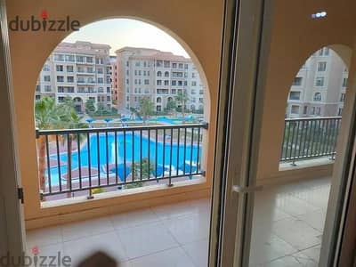 A fully finished apartment (3 bedrooms) with a direct pool view in a compound at the heart of New Cairo, Fifth Settlement. Ready for viewing and hando