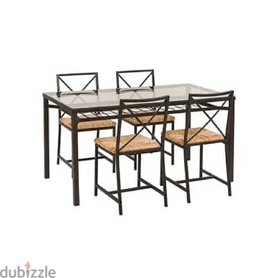 IKEA GRANÅS Table and 4 chairs black, glass