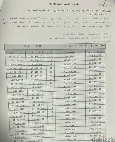 شقه للبيع تقسيط في مدينتي B14 فيو شارع 80 م