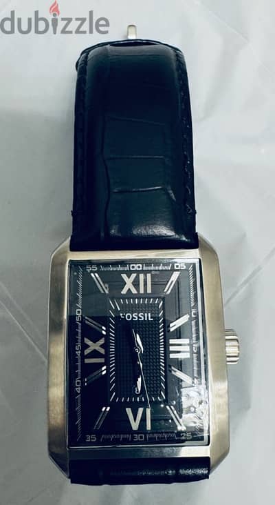 fossil watch black leather strap