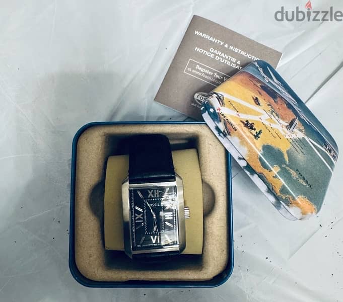 fossil watch black leather strap 1