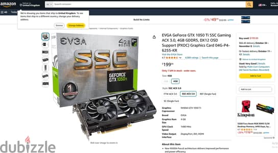 Evga GTX 1050 ti 4gb كارت شاشة