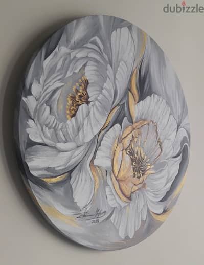 لوحتان أزهار أكريلك  Peonies Flowers Acrylic paintings