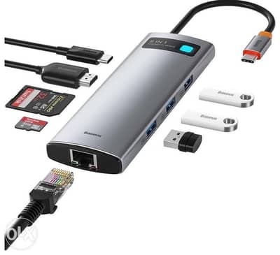 Baseus 8-in-1 USB C Hub Docking Station with ethernet port محول تايب س