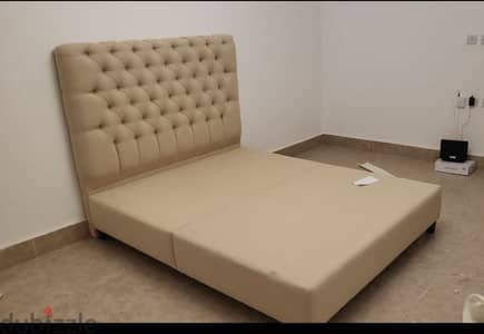 سرير كابتونيه happy bed خشب MDF هومز مارت homzmart  120x160x200 بيج
