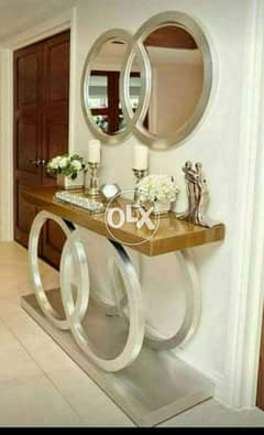 wooden console table with mirrors 0