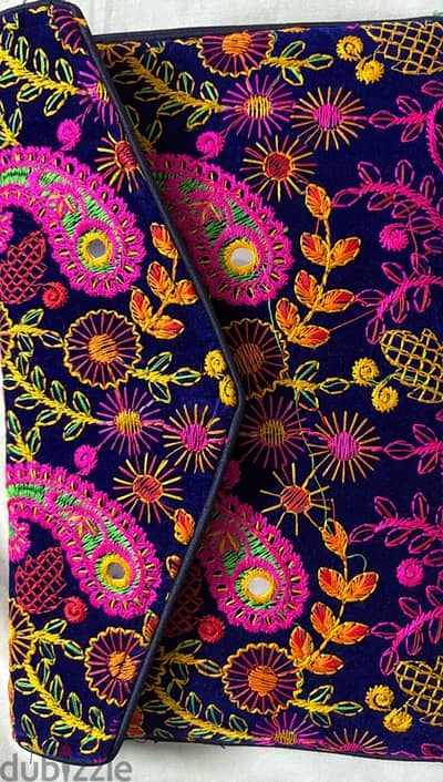 women Clutch - Blue- indian Handmade