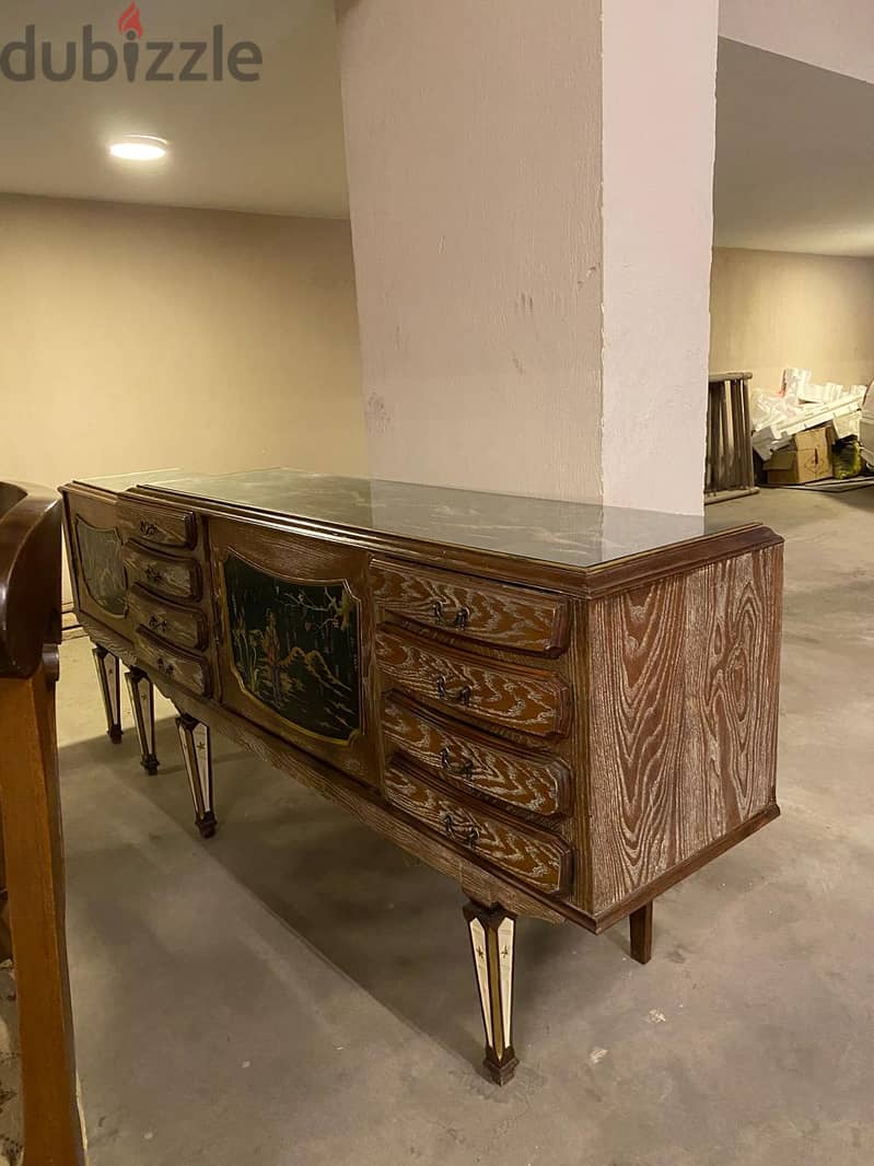 Complete dining room with 2 buffets, a small bar, and 8 chairs 3