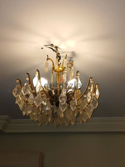 2 antique brass chandeliers in rare condition