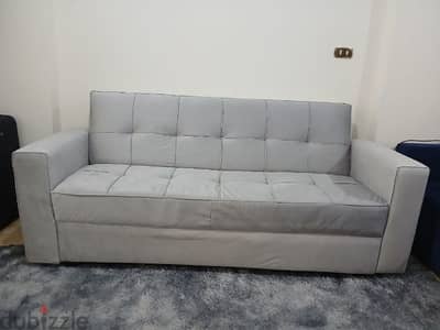 كنبه رمادي  بتتفتح سرير معموله عموله خشب زين السعر 5500