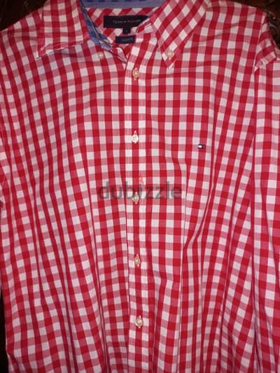 قميص Tommy Hilfiger Custom Fit أصلي، مقاس (L)
