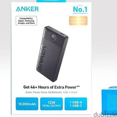 Anker Power Bank 10,000 mAh with 2 Ports  Fast Charging 12 W