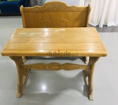 antique hand carved oak wood monk bench and table