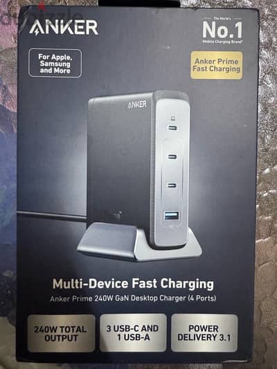 Anker Prime fasting charging 240w GaN desktop charger 4 ports