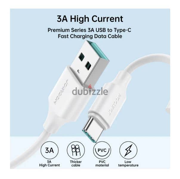 JOYROOM  3A USB To USB C Fast Charging Data Cable 1m Black 3