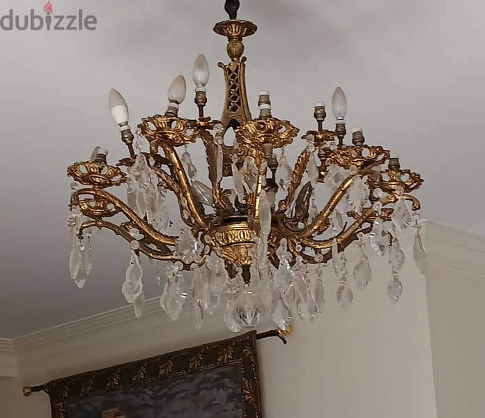 2 antique brass chandeliers in rare condition 1
