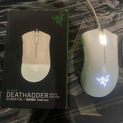 Razer Deathadder Essential ( White ) Gaming Mouse ( Mice ) ماوس ريزر
