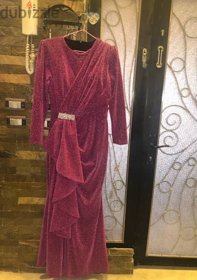 New soiree dress hot purple fits 65-80 kilos woth half price