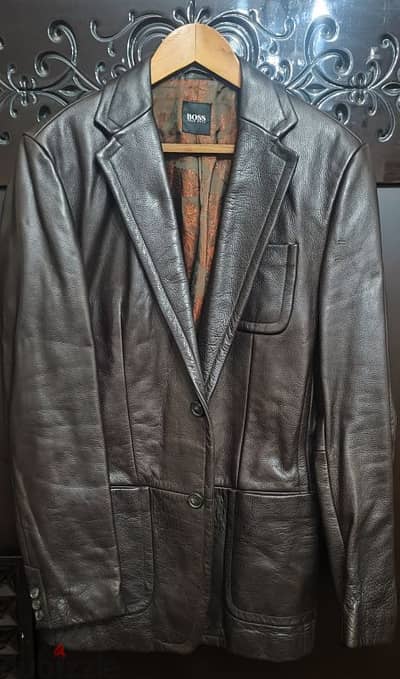 Hugo Boss Real Leather Mens Jacket Blazer size 52