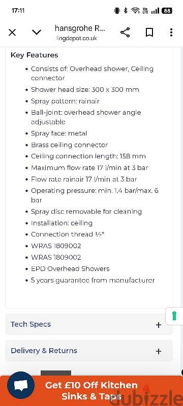 Hansgrohe Raindance E shower head 300 jet ecoSmart 8